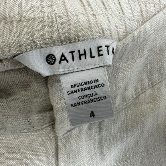 Athleta Womens Voyager Linen Cargo Skirt Sz 4 Khaki Elastic Back Waist Band - Picture 5 of 5